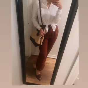 Vintage Amber Orange Pleated Trousers - Size 8p